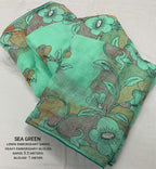 Seagreen Pure Linen Ethnic Motifs Saree with Unstitched Blouse - A2M | Grocsy