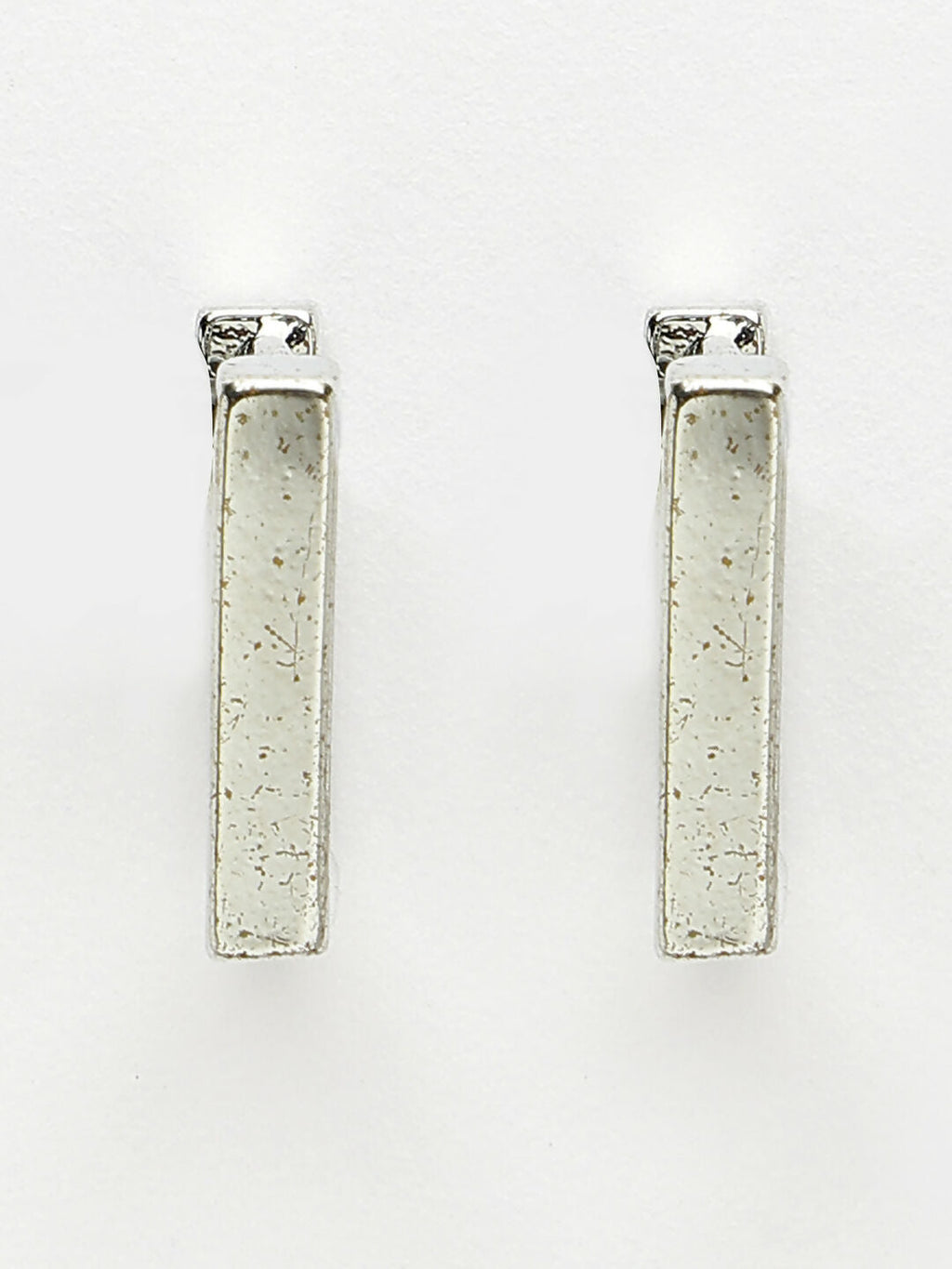 NVR Men's Silver-Plated Geometric Shape Stainless Steel Hoop Earrings