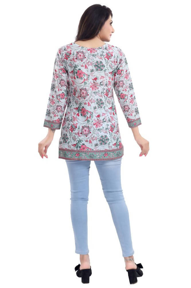 Snehal Creations Variyali Color Faux Crepe Short Kurti Tunic | Grocsy
