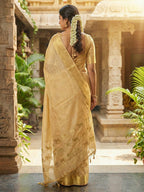 Anaita Beige Silk Saree With Blouse Piece | Grocsy