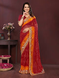Ai Fashion Maroon Georgette Digital Print Party Wear Saree | Grocsy