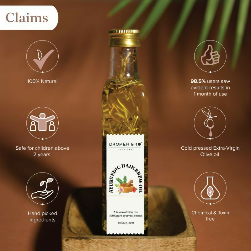 Dromen & Co Ayurvedic Hair Brew Oil With Fusion Of 15 Herbs | Grocsy
