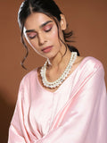 Layered Pearl White Neckpiece in Silver Chain- Ruby Raang | Grocsy