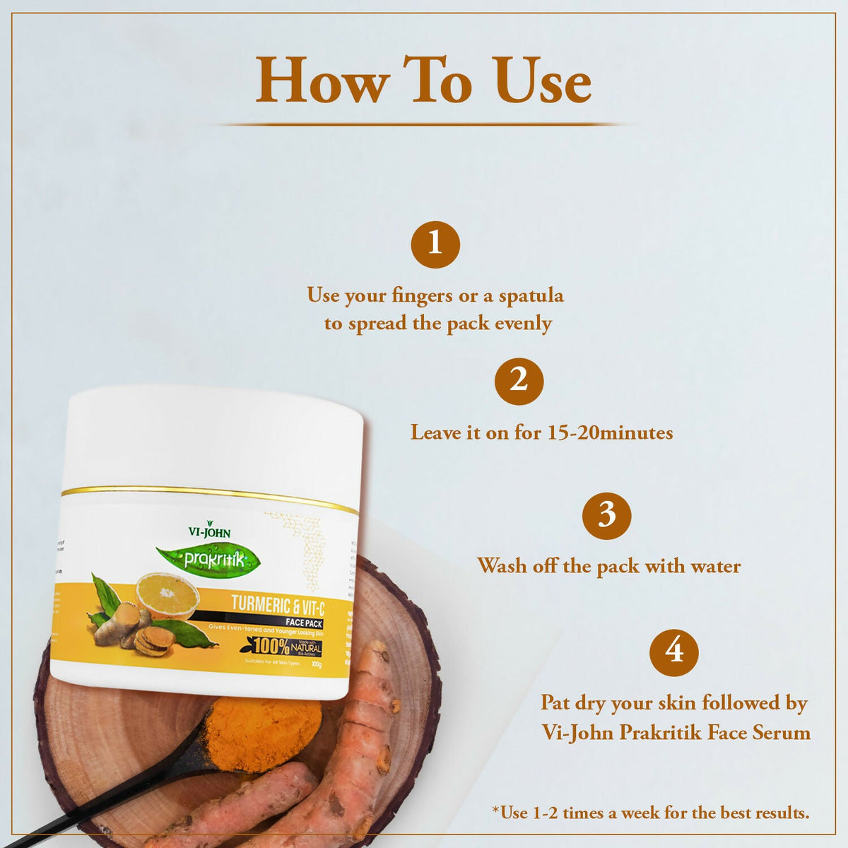 VI-JOHN Prakritik Vitamin C & Turmeric Face Pack Fades Dark Spots, 100% Natural Bio Actives | Grocsy