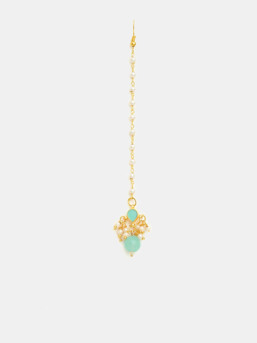 Ruby Raang Traditional Green Drop Maang Tikka And Earrings | Grocsy