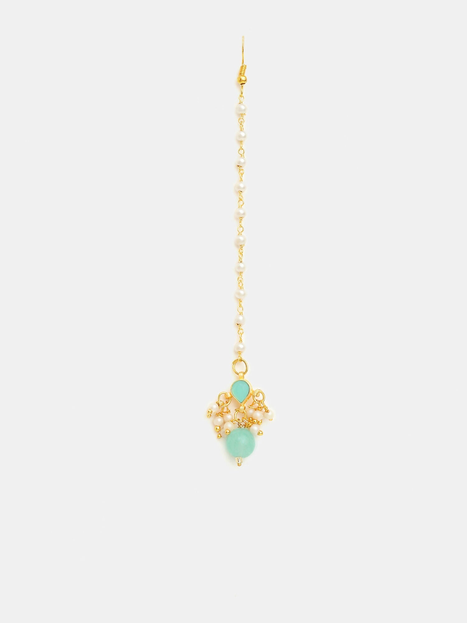 Ruby Raang Traditional Green Drop Maang Tikka And Earrings | Grocsy