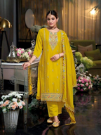 Anaita Yellow Heavy Chinon Readymade Suit with Embroidery & Sequence Work | Grocsy