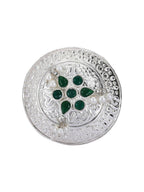 Joban Fashion Women Green Stone Silver Tone Ring | Grocsy