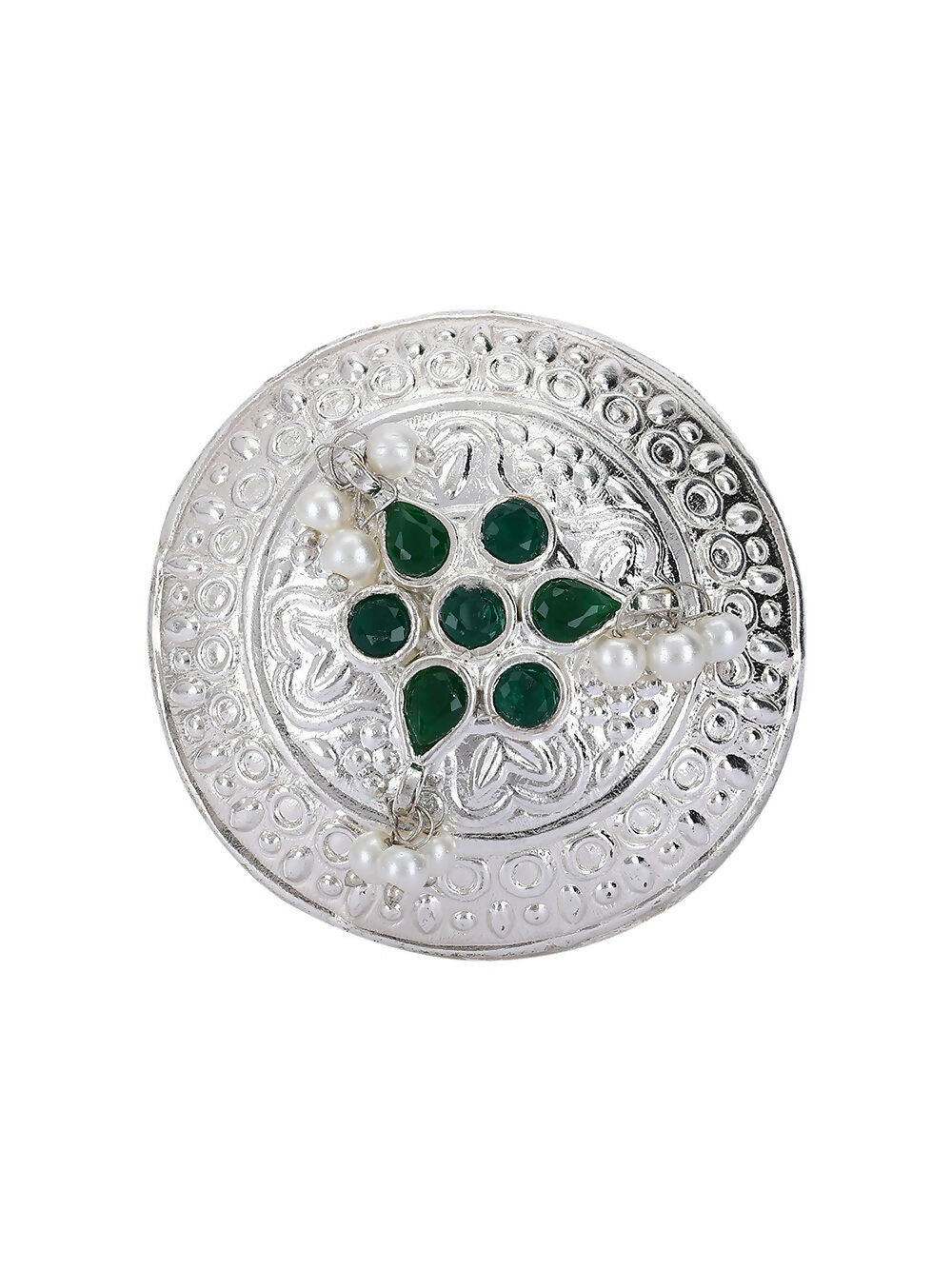 Joban Fashion Women Green Stone Silver Tone Ring | Grocsy