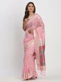 Shree Shyam Fashion Linen Cotton Light Pink Saree | Grocsy
