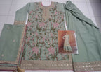 Vastranavya Sea Green Heavy Star Georgette Embroidered Sequins & Mirror Work Classy Pakistani Palazzo Suit | Grocsy