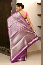 Joban Fashion Lavender Saree Georget Solver Brocket | Grocsy