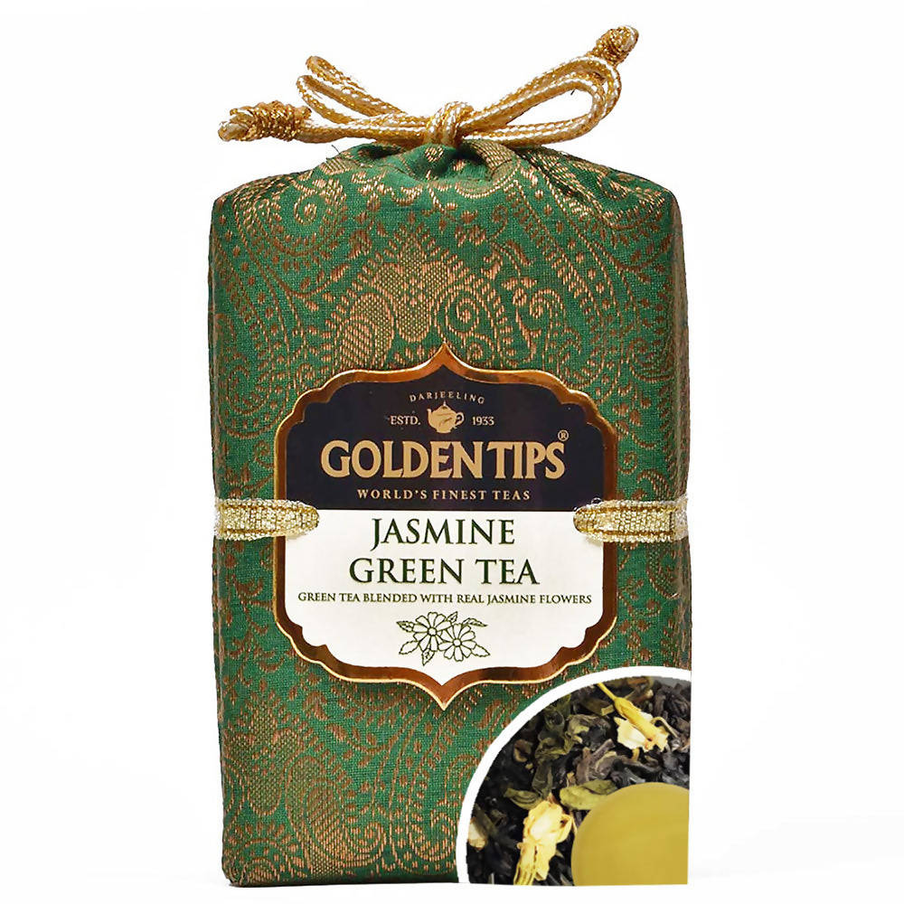 Golden Tips Jasmine Green Tea - Royal Brocade Cloth Bag | Grocsy