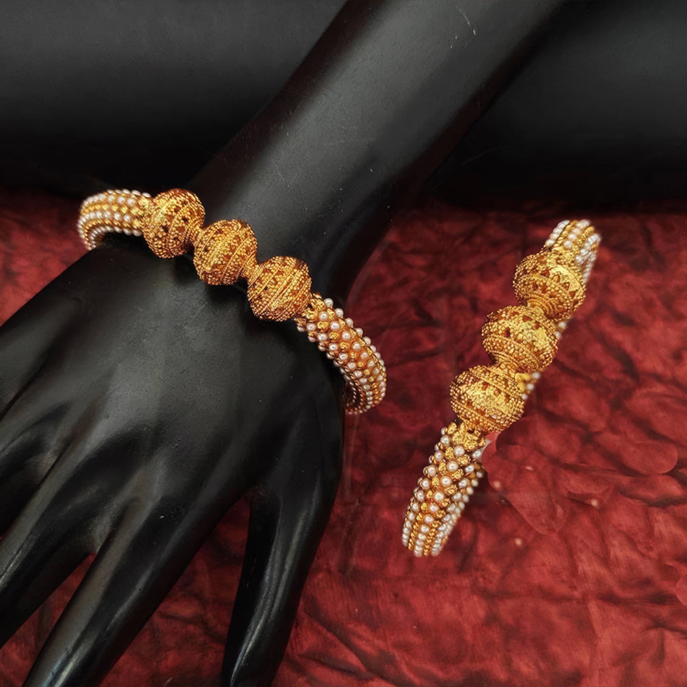 JS Fashion High Gold Designer Fancy Design Party Wear Beautiful Bangle Set | Grocsy