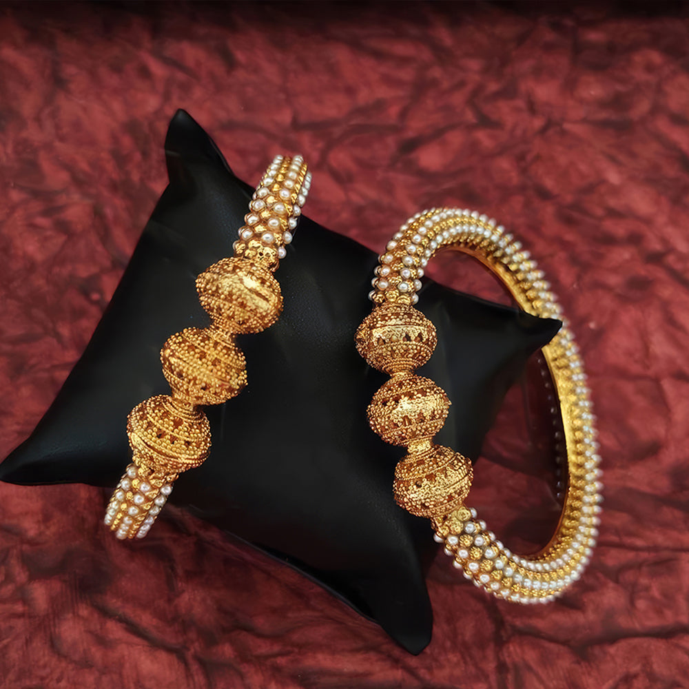 JS Fashion High Gold Designer Fancy Design Party Wear Beautiful Bangle Set | Grocsy