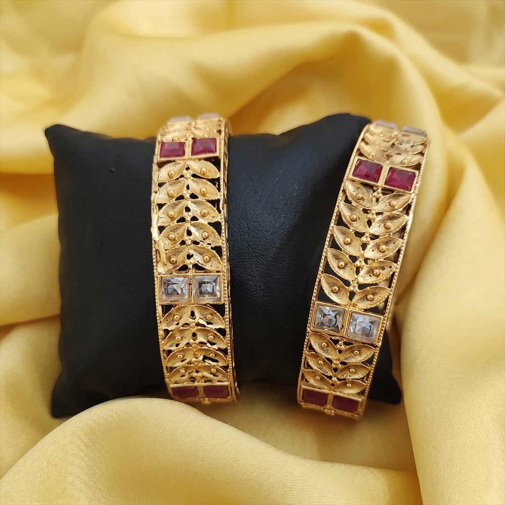 JS Fashion Antique Design Party Wear Beautiful Rajwadi Polish Bangle Set Of 2 | Grocsy