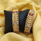 JS Fashion Antique Design Party Wear Beautiful Rajwadi Polish Bangle Set Of 2 | Grocsy