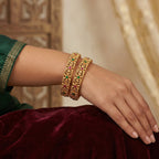 JS Fashion Beautiful Antique Jewellery Design Rajwadi Polish 4 Bangles Set | Grocsy