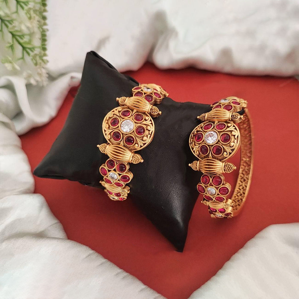 JS Fashion Fancy Style Rajwadi Polish Beautiful Party Wear Antique Bangle Set Of 2 | Grocsy
