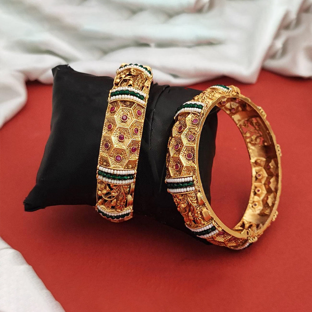 JS Fashion Rajwadi Polish Designer Wear Fancy Design Antique Bangles Set | Grocsy