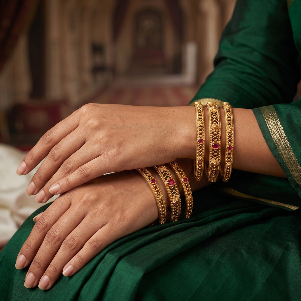 JS Fashion North Style Antique Jewellery Fancy Design Antique Bangles Set Of 6 | Grocsy