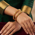 JS Fashion Antique Rajwadi Polish Full Stone Party Wear 4 Bangles Set | Grocsy