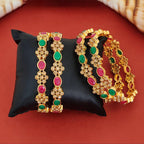 JS Fashion Antique Jewellery Designer High Gold Polish 4 Bangles Set | Grocsy