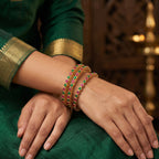 JS Fashion Antique Jewellery Designer High Gold Polish 4 Bangles Set | Grocsy