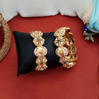 JS Fashion Antique Jewellery Rajwadi Polish Fancy Style 2 Bangles Set | Grocsy