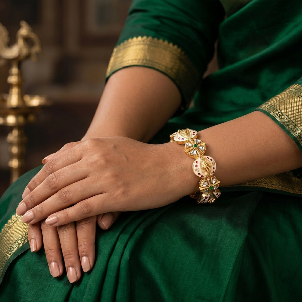 JS Fashion Antique Jewellery Rajwadi Polish Fancy Style 2 Bangles Set | Grocsy