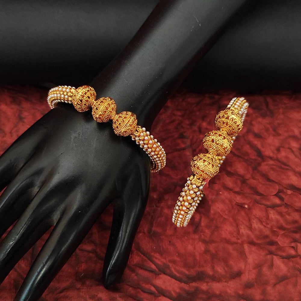 JS Fashion Antique Jewellery High Gold Polish Design Party Wear 2 Bangles Set | Grocsy