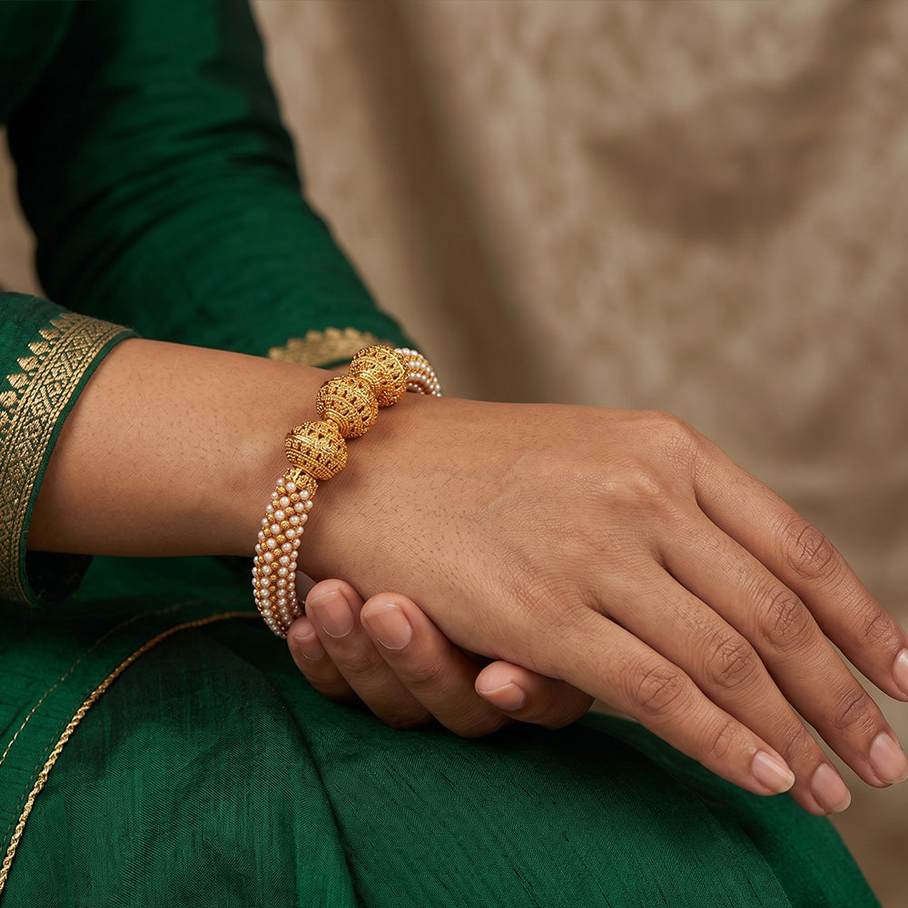 JS Fashion Antique Jewellery High Gold Polish Design Party Wear 2 Bangles Set | Grocsy