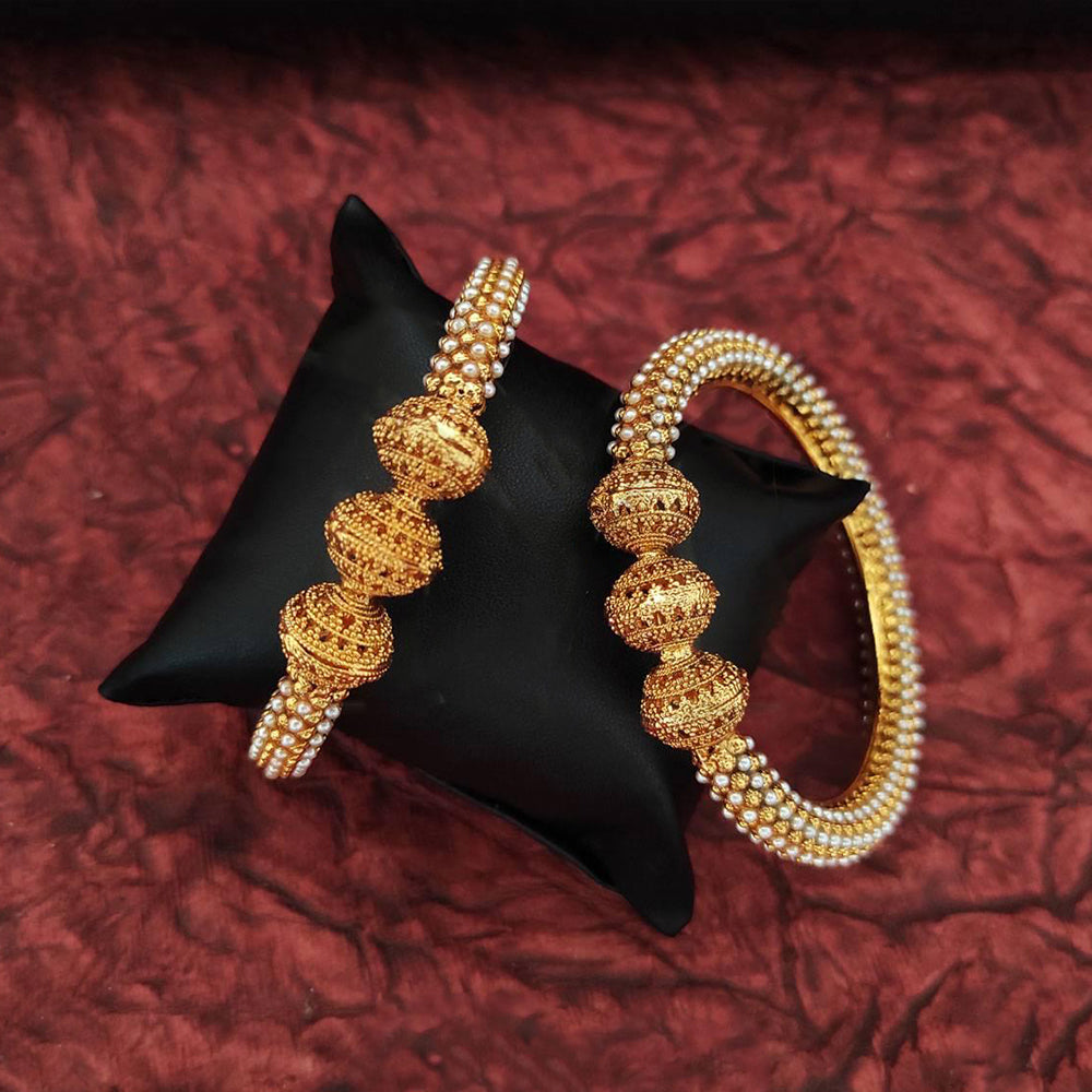 JS Fashion Antique Jewellery High Gold Polish Design Party Wear 2 Bangles Set | Grocsy