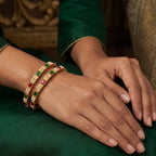 JS Fashion Antique High Gold Polish Design Party Wear 4 Bangles Set | Grocsy