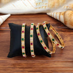JS Fashion Antique Designer High Gold Polish Fancy 4 Bangles Set | Grocsy