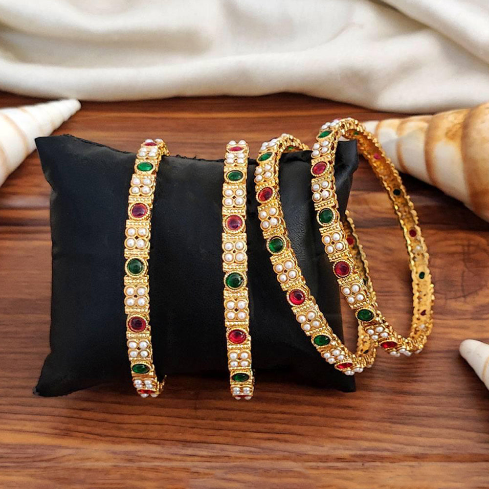 JS Fashion Beautiful High Gold Full Stone 4 Bangles Set | Grocsy
