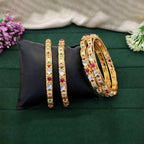 JS Fashion Antique Rajwadi Polish Full Stone Party Wear 4 Bangles Set | Grocsy
