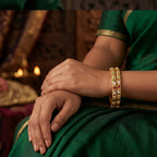JS Fashion Antique Rajwadi Polish Full Stone Party Wear 4 Bangles Set | Grocsy