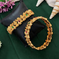 JS Fashion Temple God Laxmi And Peacock Design High Gold Polish Full Stone 2 Bangles Set | Grocsy