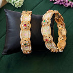 JS Fashion Beautiful Design High Gold Polish Party Wear 2 Bangles Set | Grocsy