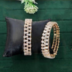 JS Fashion High Gold Premium Baguette Stone Designer 2 Bangles | Grocsy
