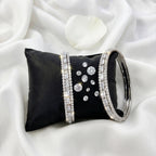 JS Fashion Designer White Rodium American Diamond 2 Bangles Set | Grocsy