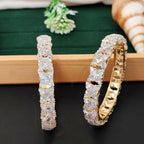 JS Fashion American Diamond Square Cluster Designer 2 Bangles Set | Grocsy
