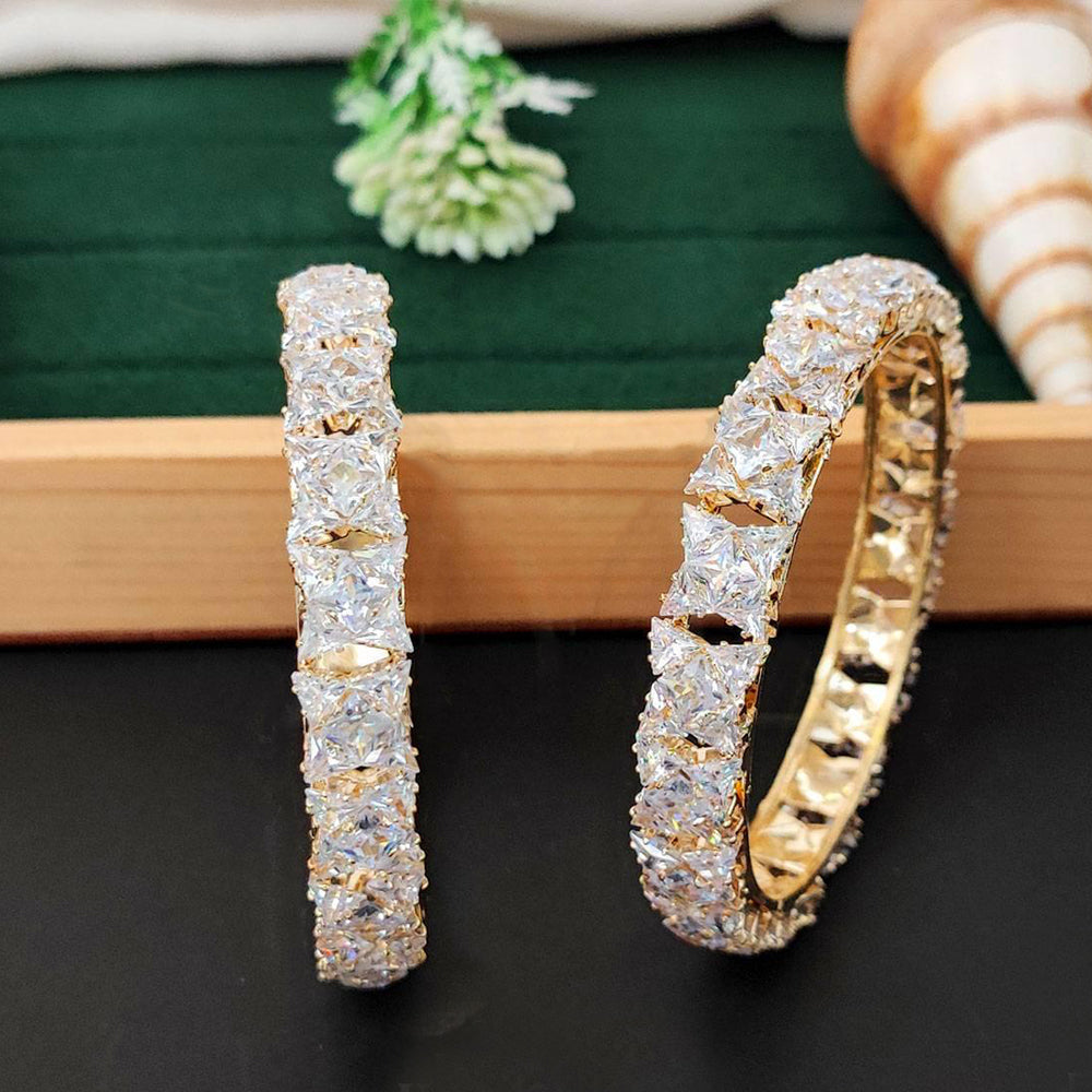 JS Fashion American Diamond Square Cluster Designer 2 Bangles Set | Grocsy