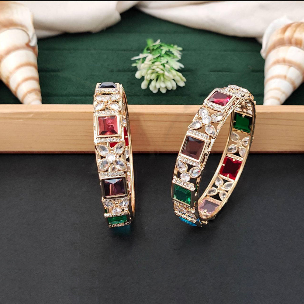 JS Fashion Luxury American Diamond Fancy Bangles Set For Women | Grocsy