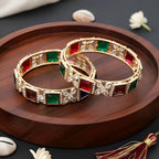 JS Fashion Luxury American Diamond Fancy Bangles Set For Women | Grocsy