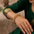 JS Fashion Traditional Stone Studded Antique Bangle Set | Grocsy