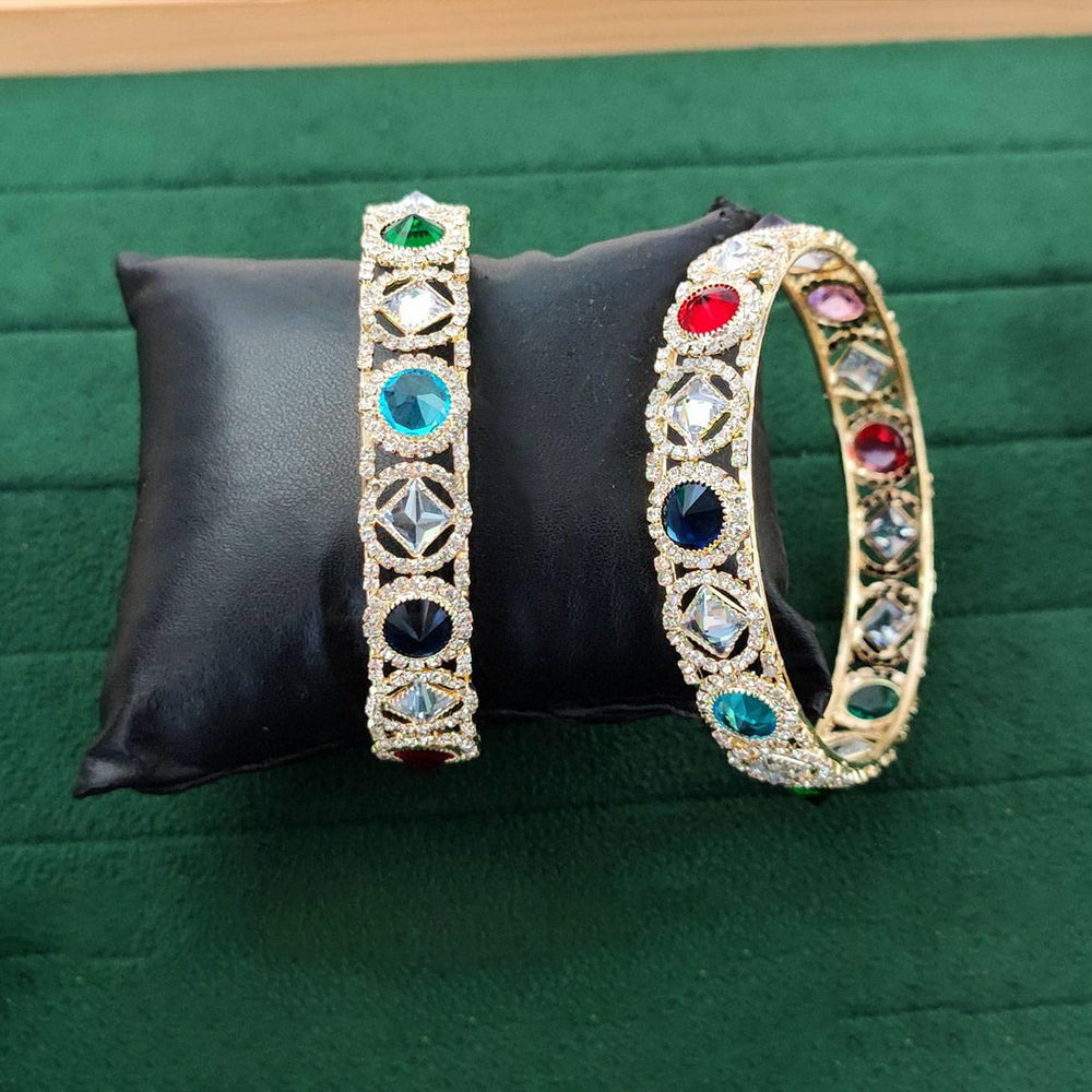 JS Fashion Premium Multistone American Diamond Bangle Set | Grocsy