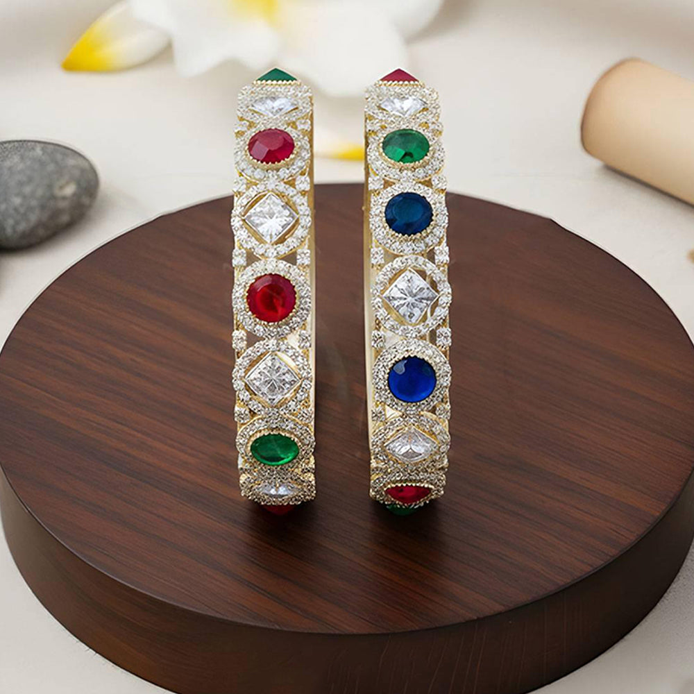 JS Fashion Premium Multistone American Diamond Bangle Set | Grocsy