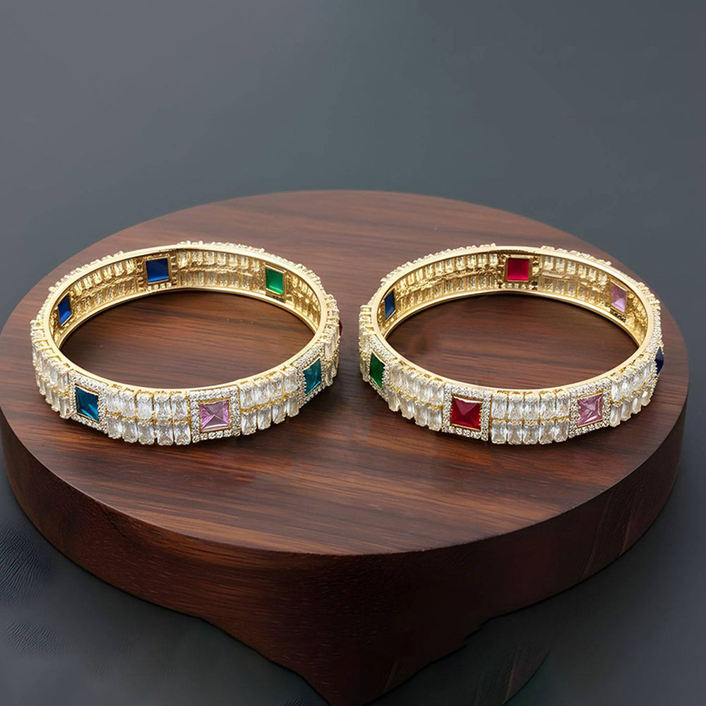 JS Fashion Elegant Cz Stone Wedding Wear Broad Bangles For Women | Grocsy